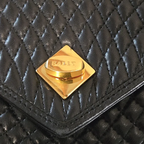 Bally Black Quilted Shoulder Bag with Gold Details - Picture 12 of 16